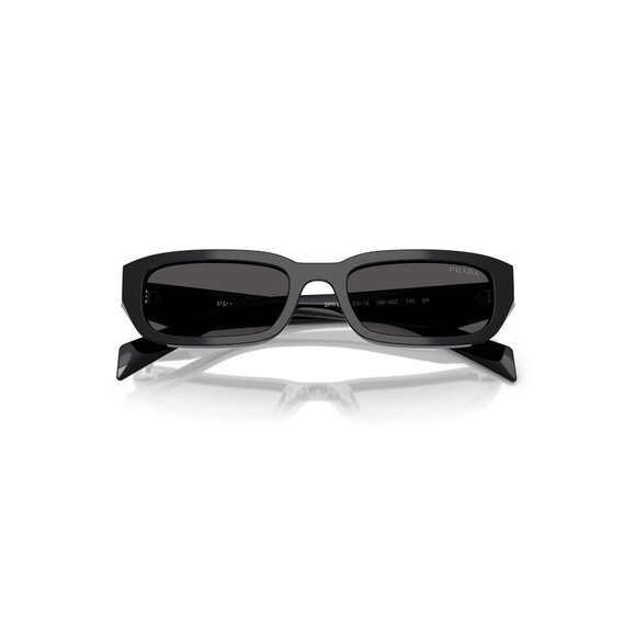New PRADA Black Rectangle SPR B06 16K-08Z Sunglasses Women - Picture 5 of 7